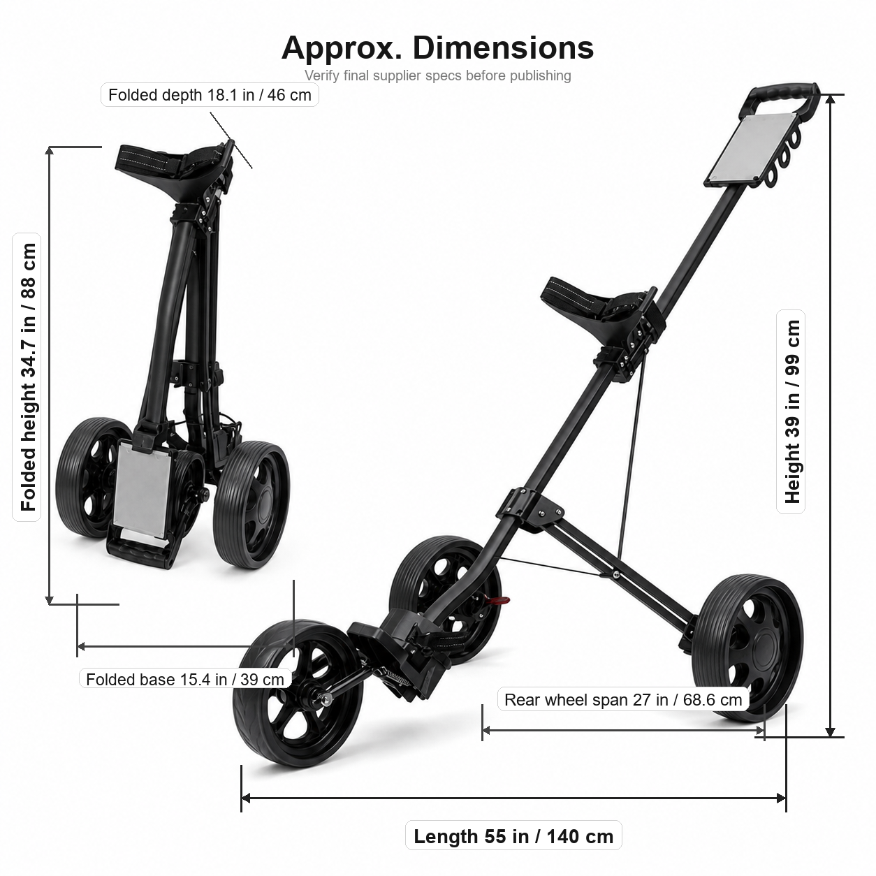 Cubnova Three-Wheel Golf Bag Cart
